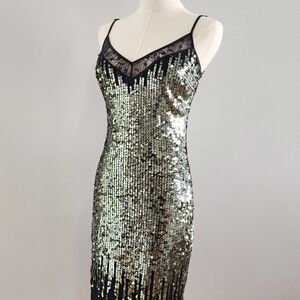 BEBE Sequin Mini Party Dress Prom Wedding V-Neck Size XS